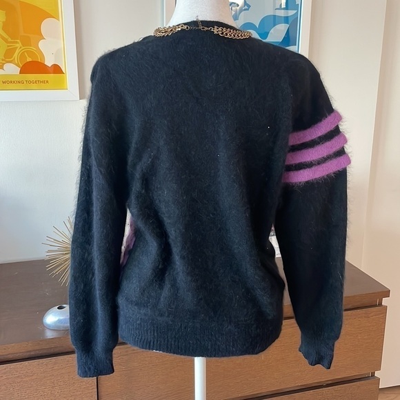 Angora Rabbit 🐇 Wool Spree 3d vintage black and purple sweater sacks fifth ave - Picture 7 of 7
